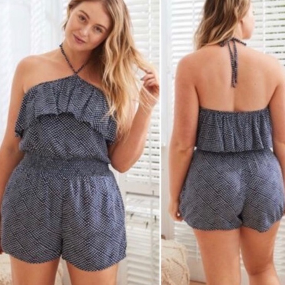 Aerie Halter Ruffle Romper Small